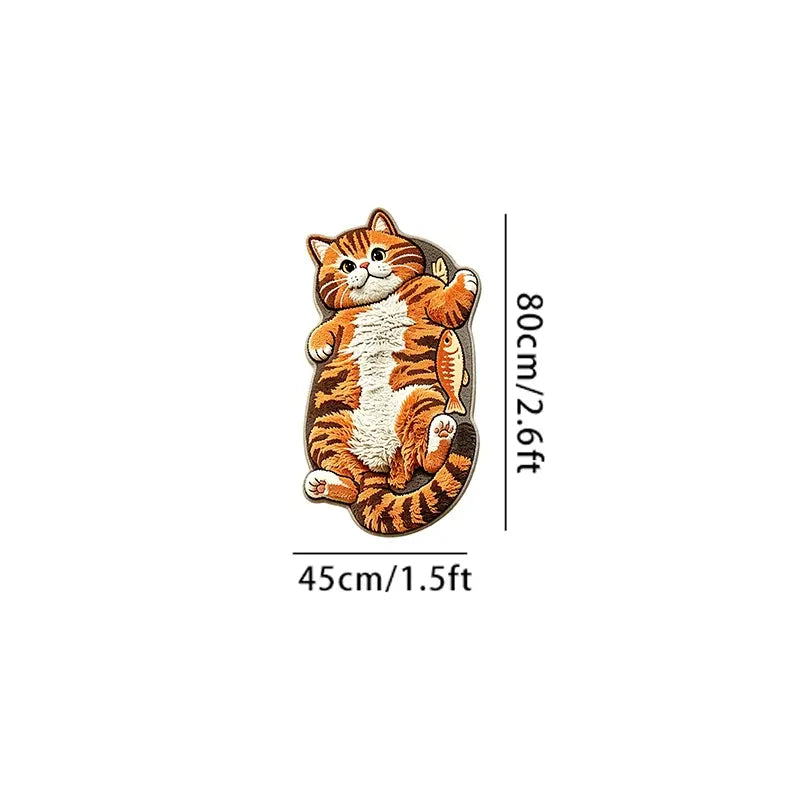 Adorable Lazy Cat Shaped Rug, Creative Cartoon Home Decor, Soft Comfortable Mat for Sofa, Coffee Table, Living Room, Bathroom, Boho Washable Rug