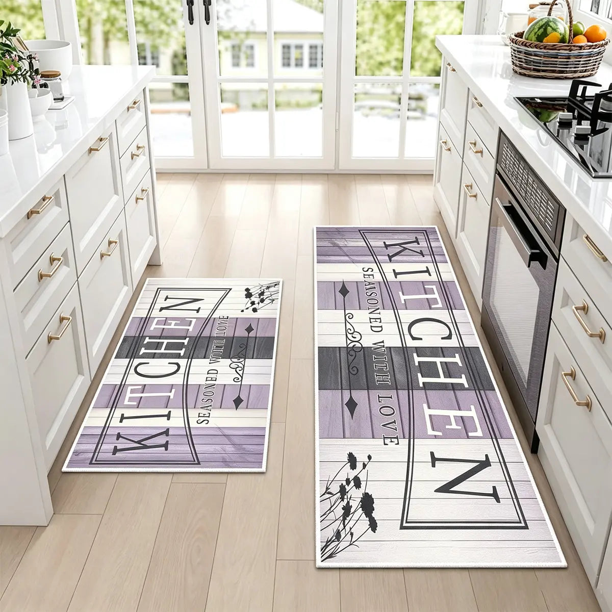 Non-Slip Kitchen Mat Set, Vintage Wood Pattern Farmhouse Design, Soft Comfortable Rug for Kitchen Living Room Bedroom Use, Rugs for Kitchen Floor
