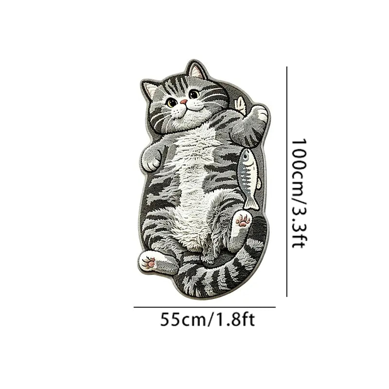 Adorable Lazy Cat Shaped Rug, Creative Cartoon Home Decor, Soft Comfortable Mat for Sofa, Coffee Table, Living Room, Bathroom, Boho Washable Rug