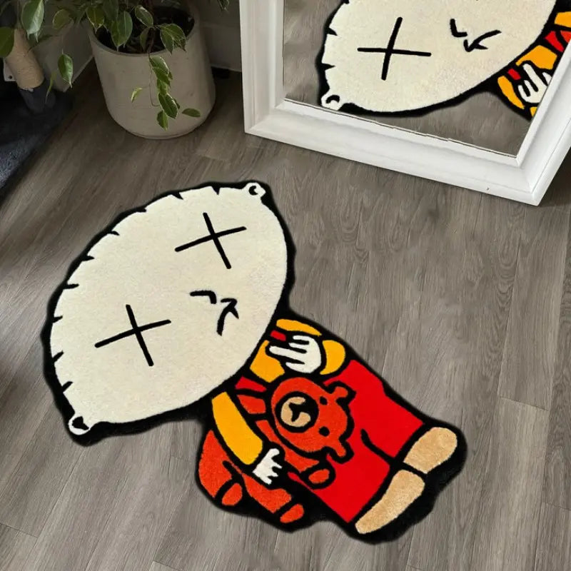 Creative Cartoon Irregular-Design Decorative Fluffy Bedroom Rug for Bedroom and Living Room, Home Decor Accessory and Festival Gift Idea, Fuzzy Decorative Rug, Cozy Decorative Rug