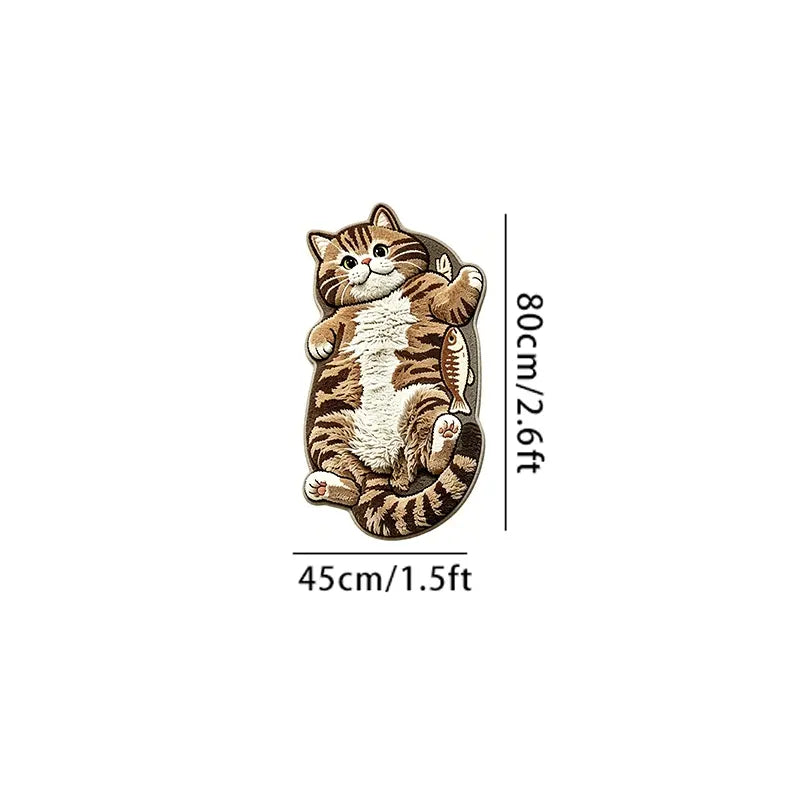 Adorable Lazy Cat Shaped Rug, Creative Cartoon Home Decor, Soft Comfortable Mat for Sofa, Coffee Table, Living Room, Bathroom, Boho Washable Rug