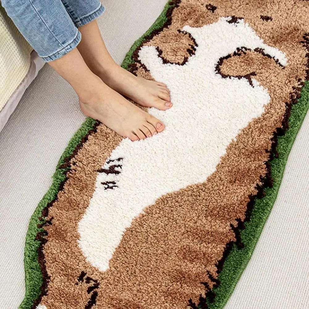 Bedroom rugs, suitable for living room, bedroom andbathroom - long cat-shaped yellow comfortable soft rug, Room Decor, Whimsical Room Decor