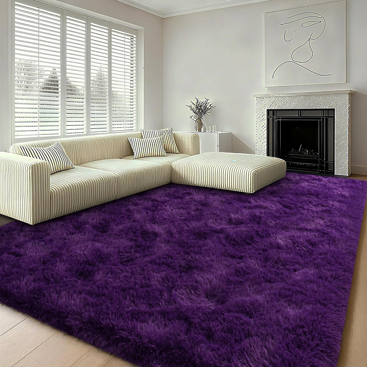 【Moving Season】MUGORN Multi-Size 3-Layer Super Soft Shaggy Fuzzy Rug, Modern Minimalist, Hand-Washable, Modern Shaggy Rug for Bedroom, Dorm Room Decor, Home Furnishings rugs for living room carpet