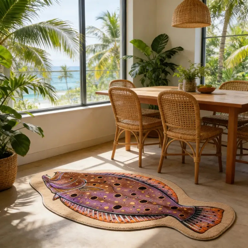 Bohemian Colorful Fish Shape Carpet Mat, Soft Washable Decorative Rug for Living Room Bedroom, Home Decor, Artistic Atmosphere, Easy Care