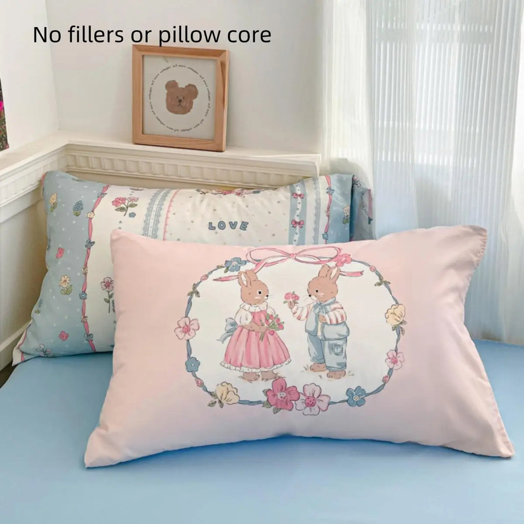 Cartoon Pattern Bedding Set, Bedding Sheets, 1 Count Bedspread & 1 Count Flat Sheet & Pillowcase without Filler, Soft Comfortable Flower Printed Bedding Set for Home Bedroom, Bedsheet Sets, Floral Bedding Set, Cute Sheets