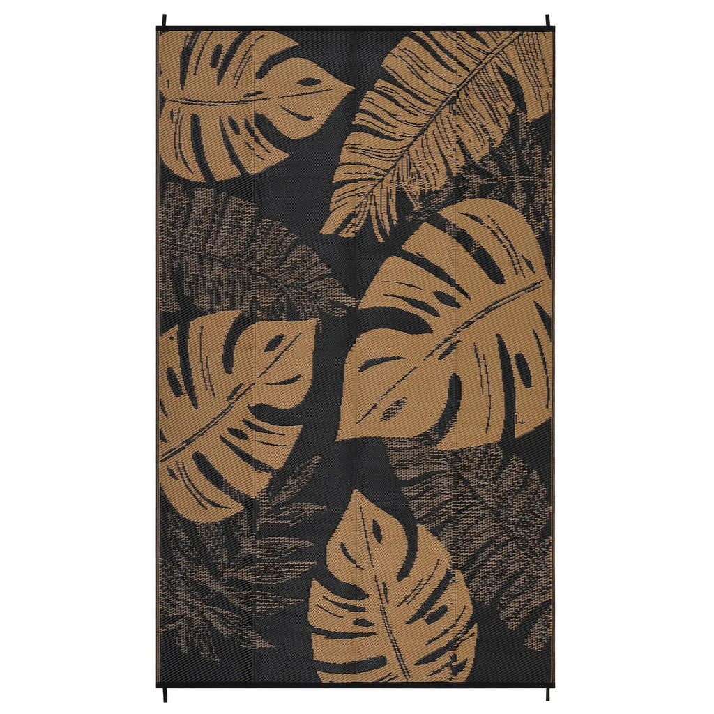 Leaf Print Outdoor Rug Double-Sided Reversible Plastic Straw Woven Rug Foldable Garden Decoration Rug Large Size Washable Outdoor Rug for Terrace Beach RV Picnic Balcony Patio