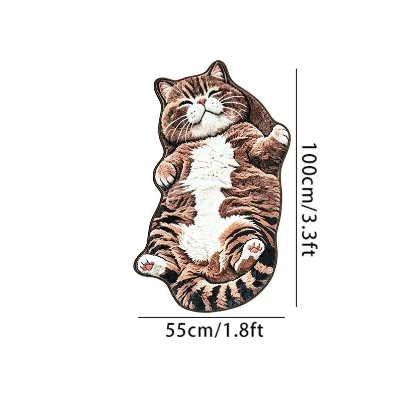 Adorable Lazy Cat Shaped Rug, Creative Cartoon Home Decor, Soft Comfortable Mat for Sofa, Coffee Table, Living Room, Bathroom, Boho Washable Rug