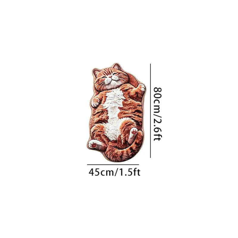 Adorable Lazy Cat Shaped Rug, Creative Cartoon Home Decor, Soft Comfortable Mat for Sofa, Coffee Table, Living Room, Bathroom, Boho Washable Rug