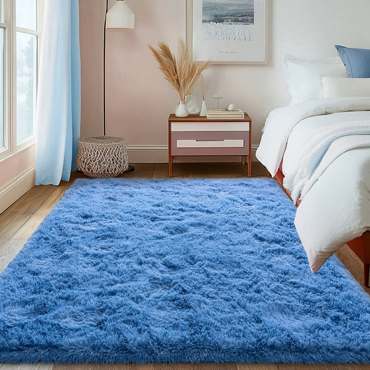 AILYEI Soft Shag Rugs For Bedroom, Burgundy Red Fluffy Shaggy Rugs For Living Room Nursery, Luxury Modern Plush Carpet Girls Boys Kids Room Dorm Indoor Home Decor, Upgrade Non-Slip