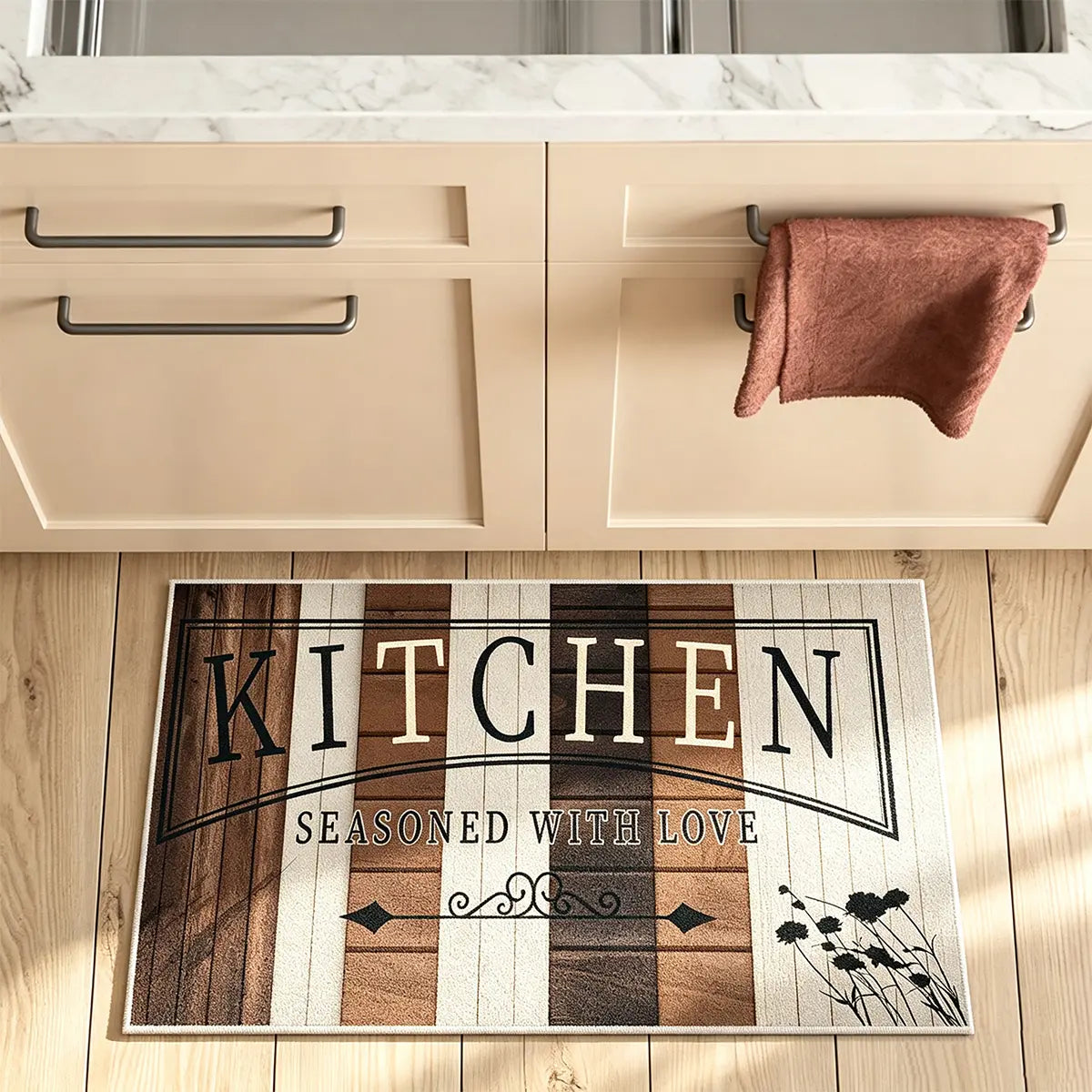 Non-Slip Kitchen Mat Set, Vintage Wood Pattern Farmhouse Design, Soft Comfortable Rug for Kitchen Living Room Bedroom Use, Rugs for Kitchen Floor