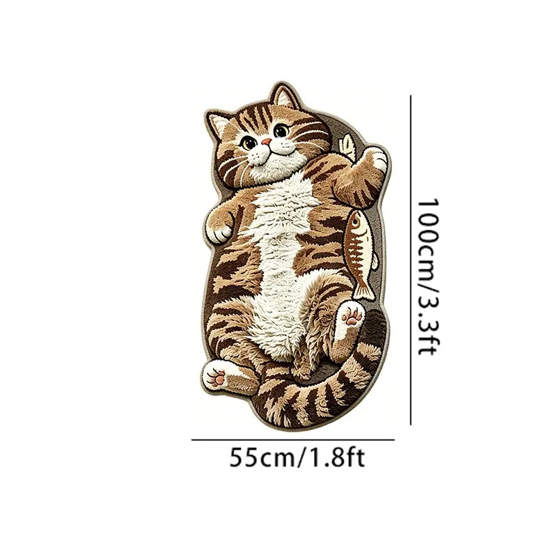 Adorable Lazy Cat Shaped Rug, Creative Cartoon Home Decor, Soft Comfortable Mat for Sofa, Coffee Table, Living Room, Bathroom, Boho Washable Rug