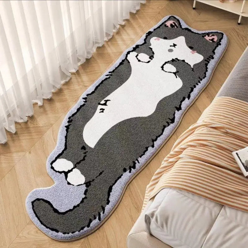 Bedroom rugs, suitable for living room, bedroom andbathroom - long cat-shaped yellow comfortable soft rug, Room Decor, Whimsical Room Decor