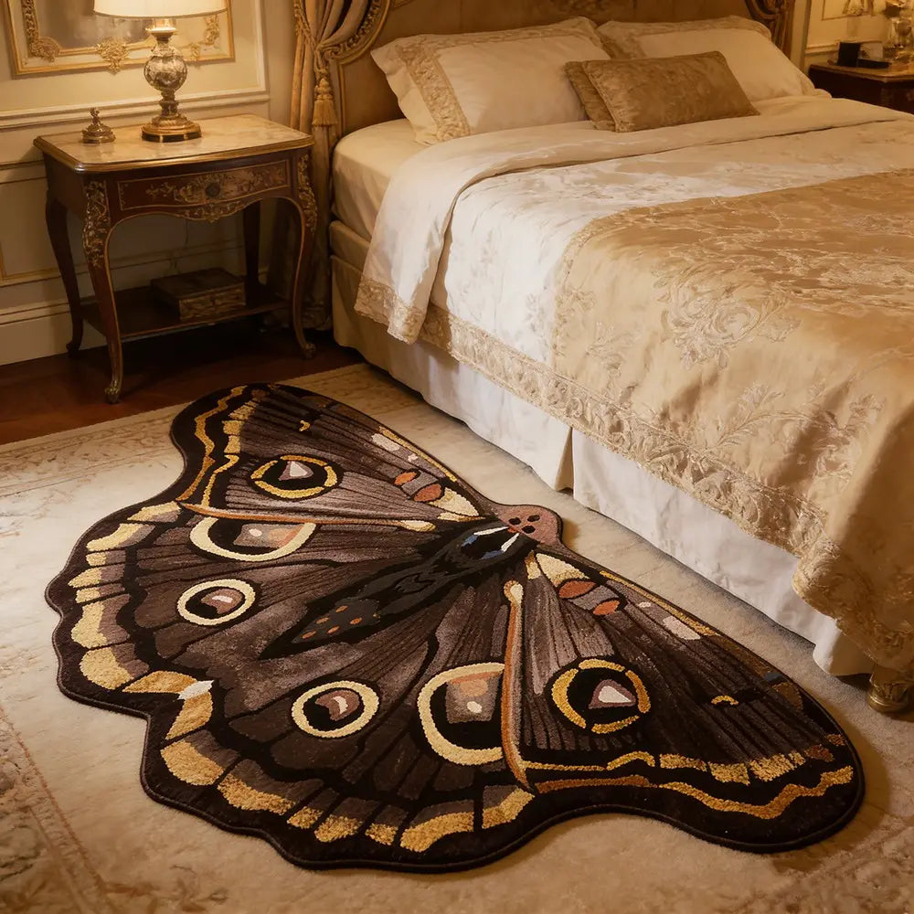 Vintage Butterfly Print Rug, Boho Style Soft Washable Carpet, Home Decorative Rug for Bedroom Bedside, Hotel Entrance Bathroom Corridor, Butterfly Area Rug, Boho Rugs, Vintage Printed Rug