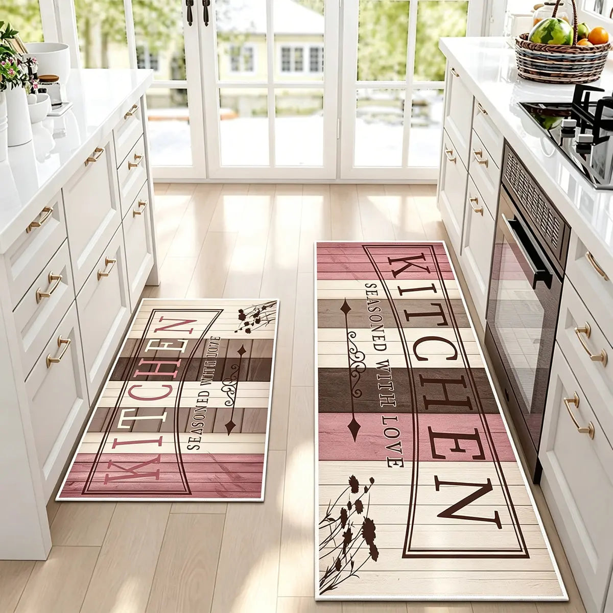 Non-Slip Kitchen Mat Set, Vintage Wood Pattern Farmhouse Design, Soft Comfortable Rug for Kitchen Living Room Bedroom Use, Rugs for Kitchen Floor