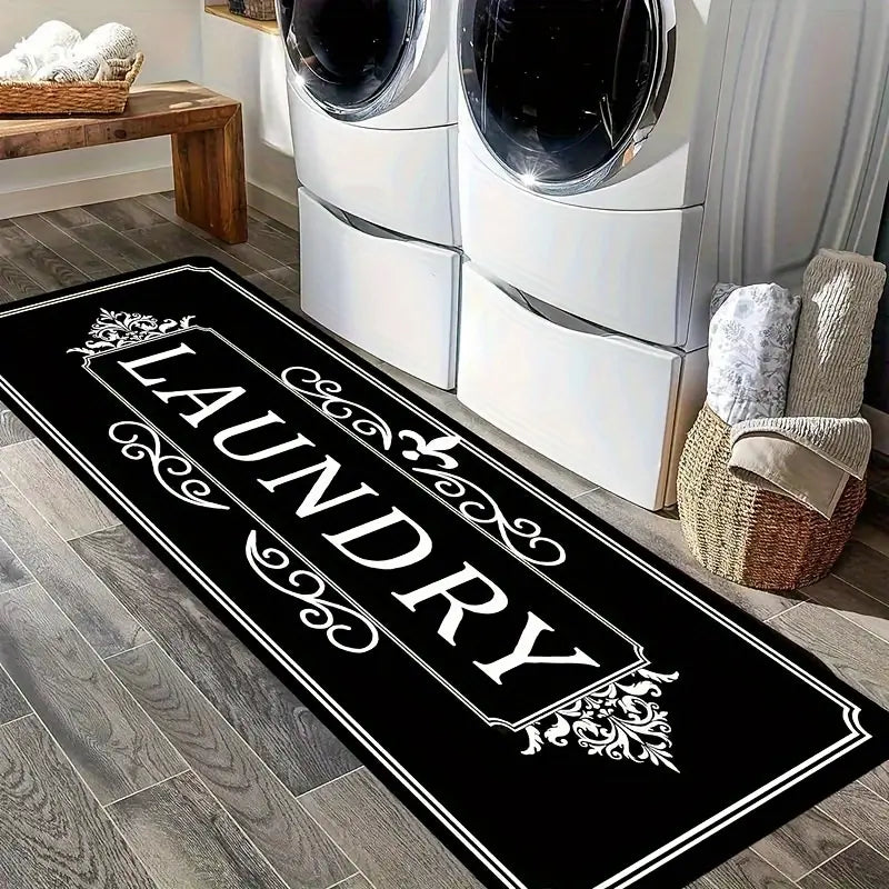 Letter Print Aesthetic Non-Slip Floor Mat - Soft, Durable, Washable for Kitchen, Living Room, Bedroom, Entryway, Mornings