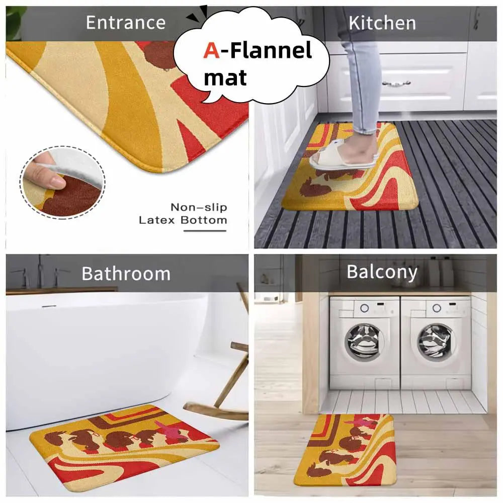 Bob's Burgers Belcher Family Silhouette Print Rug - Retro 70s Art, Abstract Geometric, Polyester Blend, Anti-Slip Back, Soft, Home Interiors Vanities Kitchen/Bathroom Mat - Funny Gift for Apartment Residents summerwins, Retro Art