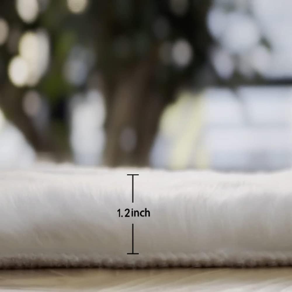 ORINOVA White Faux Bunny Fluffy Fur Rug Washable Area Rugs for Living Room Nursery Rugs for Bedroom 2x3 Rectange Rug Cute Home Décor