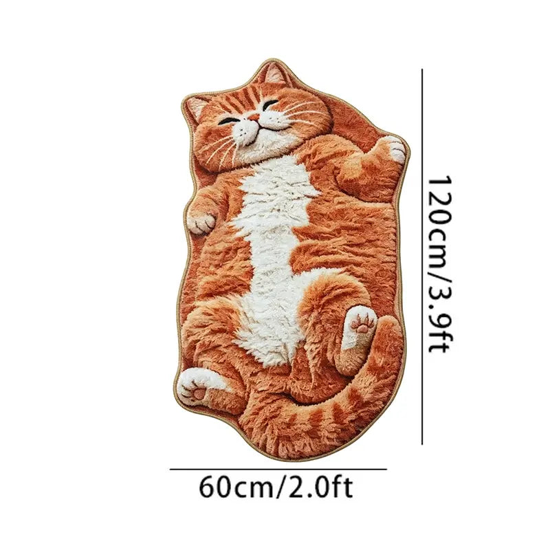 Adorable Lazy Cat Shaped Rug, Creative Cartoon Home Decor, Soft Comfortable Mat for Sofa, Coffee Table, Living Room, Bathroom, Boho Washable Rug