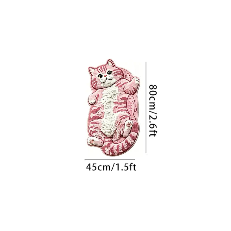 Adorable Lazy Cat Shaped Rug, Creative Cartoon Home Decor, Soft Comfortable Mat for Sofa, Coffee Table, Living Room, Bathroom, Boho Washable Rug