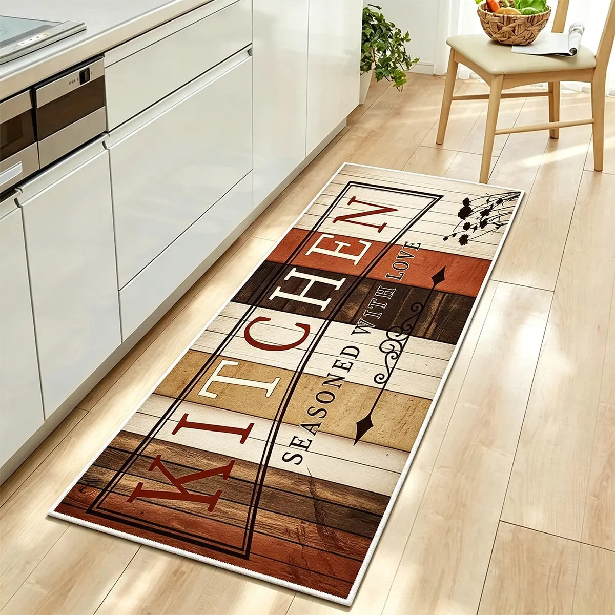 Non-Slip Kitchen Mat Set, Vintage Wood Pattern Farmhouse Design, Soft Comfortable Rug for Kitchen Living Room Bedroom Use, Rugs for Kitchen Floor