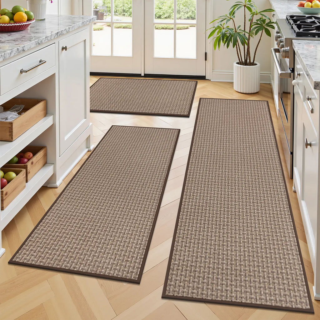 LOKHOM 3-Piece Non-Slip Kitchen Rugs Set - Thick Absorbent Soft Machine Washable Modern Runner Rug, Absorbent Decorative Indoor Floor Mat for Hallways Entryway Laundry Room