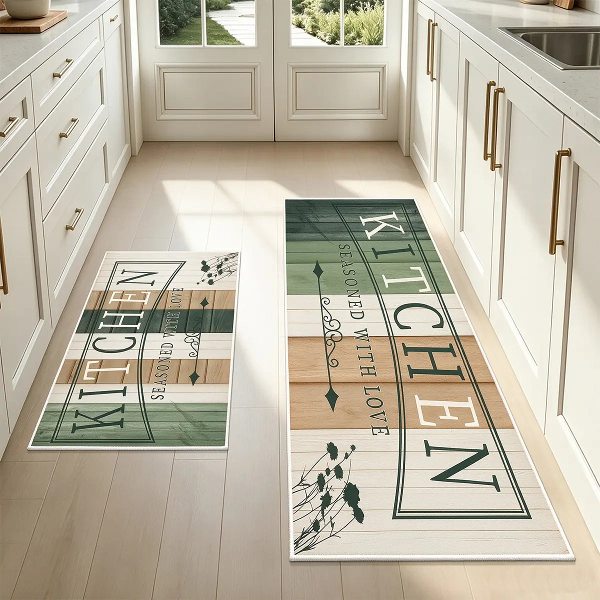 Non-Slip Kitchen Mat Set, Vintage Wood Pattern Farmhouse Design, Soft Comfortable Rug for Kitchen Living Room Bedroom Use, Rugs for Kitchen Floor