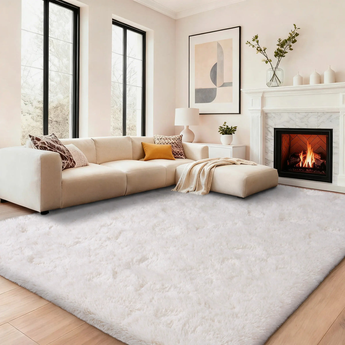 【Moving Season】MUGORN Multi-Size 3-Layer Super Soft Shaggy Fuzzy Rug, Modern Minimalist, Hand-Washable, Modern Shaggy Rug for Bedroom, Dorm Room Decor, Home Furnishings rugs for living room carpet