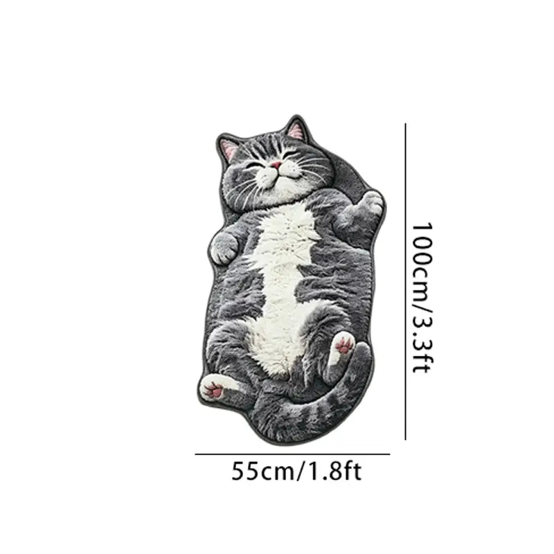 Adorable Lazy Cat Shaped Rug, Creative Cartoon Home Decor, Soft Comfortable Mat for Sofa, Coffee Table, Living Room, Bathroom, Boho Washable Rug