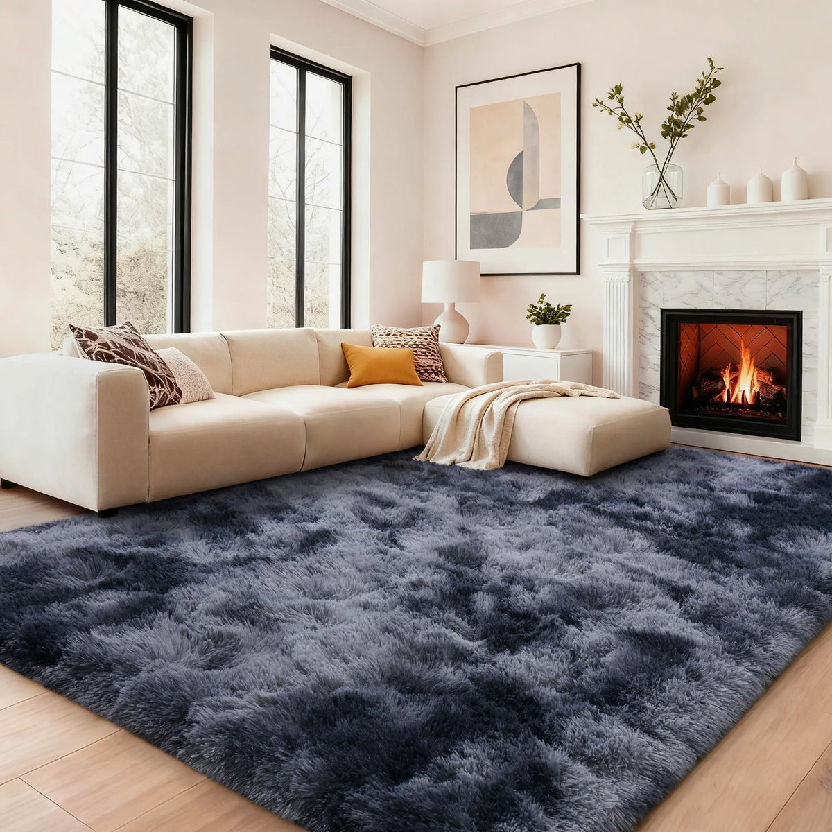 【Moving Season】MUGORN Multi-Size 3-Layer Super Soft Shaggy Fuzzy Rug, Modern Minimalist, Hand-Washable, Modern Shaggy Rug for Bedroom, Dorm Room Decor, Home Furnishings rugs for living room carpet