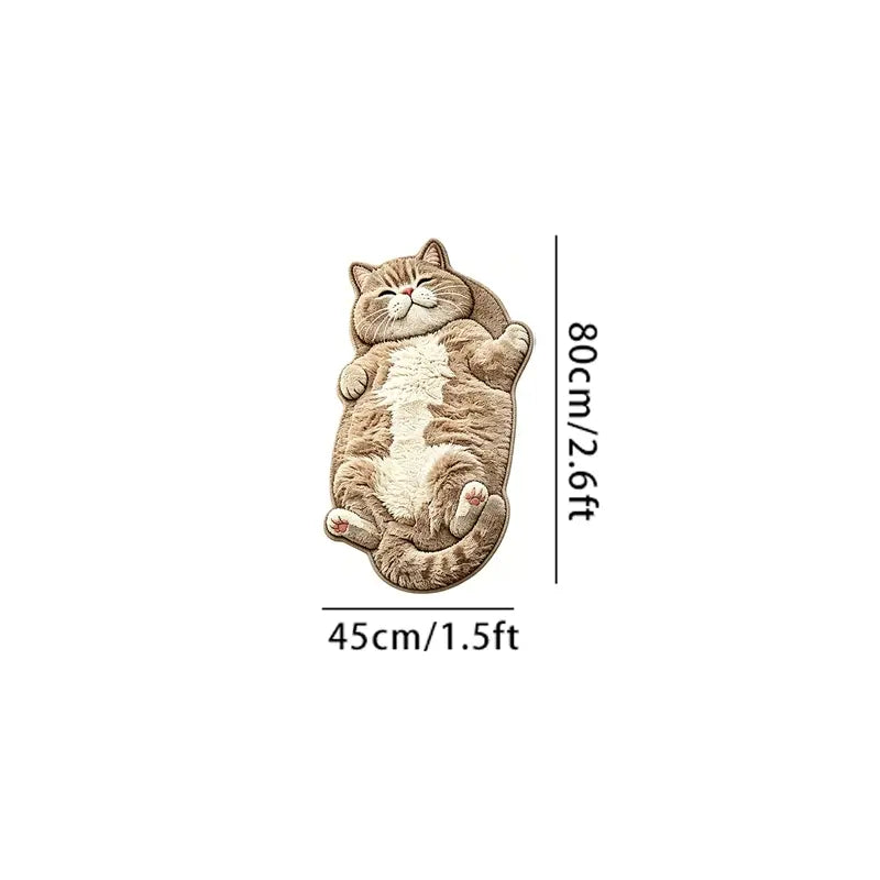 Adorable Lazy Cat Shaped Rug, Creative Cartoon Home Decor, Soft Comfortable Mat for Sofa, Coffee Table, Living Room, Bathroom, Boho Washable Rug