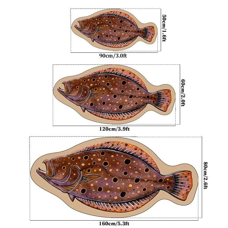 Bohemian Colorful Fish Shape Carpet Mat, Soft Washable Decorative Rug for Living Room Bedroom, Home Decor, Artistic Atmosphere, Easy Care