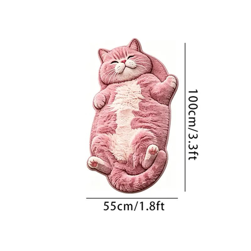 Adorable Lazy Cat Shaped Rug, Creative Cartoon Home Decor, Soft Comfortable Mat for Sofa, Coffee Table, Living Room, Bathroom, Boho Washable Rug