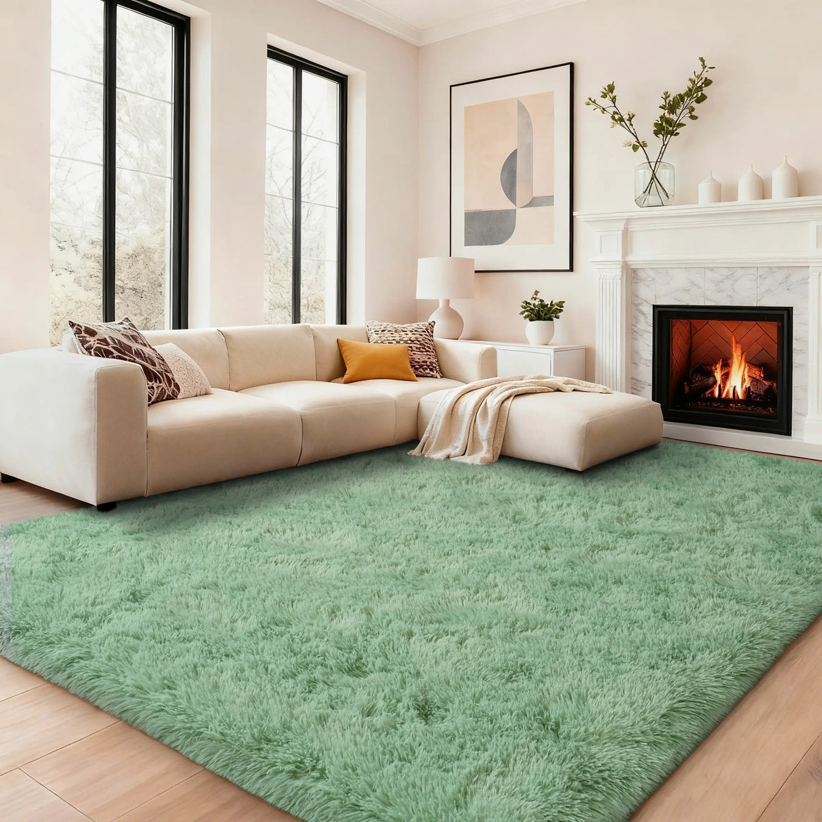 【Moving Season】MUGORN Multi-Size 3-Layer Super Soft Shaggy Fuzzy Rug, Modern Minimalist, Hand-Washable, Modern Shaggy Rug for Bedroom, Dorm Room Decor, Home Furnishings rugs for living room carpet