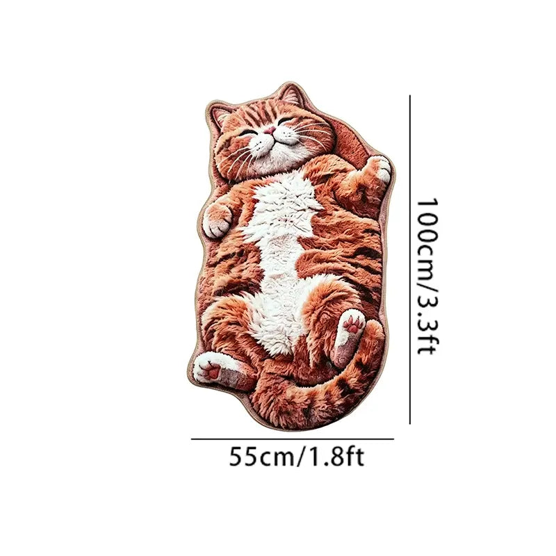Adorable Lazy Cat Shaped Rug, Creative Cartoon Home Decor, Soft Comfortable Mat for Sofa, Coffee Table, Living Room, Bathroom, Boho Washable Rug