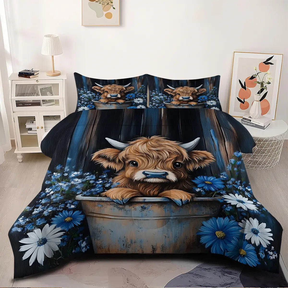 2/3pcs Beautiful Comforter Set - Adorable Cow Print Comforter Set, Playful Animal Pattern Bedding Set for Kids & Teens, Soft & Cozy Aesthetic Bedroom Decor, Easy Care Breathable Comforter Set for Stylish Home Makeover Pillow Insert Not Included