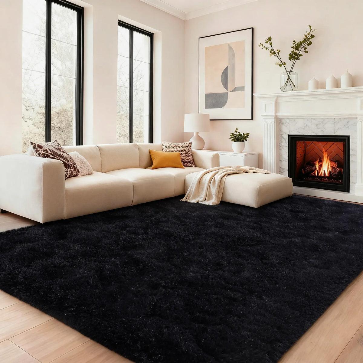 【Moving Season】MUGORN Multi-Size 3-Layer Super Soft Shaggy Fuzzy Rug, Modern Minimalist, Hand-Washable, Modern Shaggy Rug for Bedroom, Dorm Room Decor, Home Furnishings rugs for living room carpet