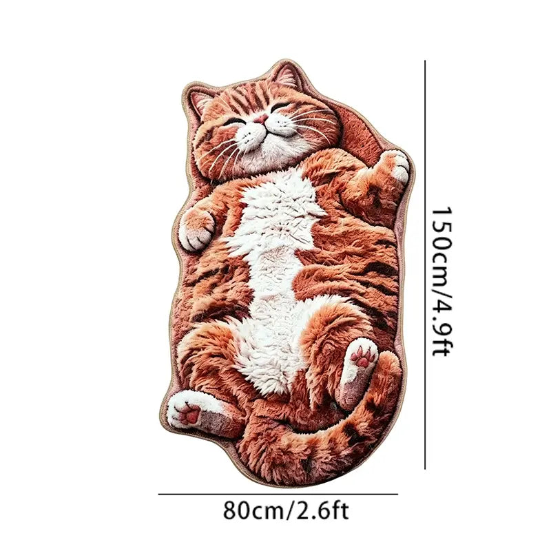 Adorable Lazy Cat Shaped Rug, Creative Cartoon Home Decor, Soft Comfortable Mat for Sofa, Coffee Table, Living Room, Bathroom, Boho Washable Rug
