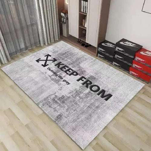 "SHOES OFF" Distressed Black Flannel Area Decorative Rug, House Decor Rug, Home Decor Rugs - Oversized Soft & Thick Plush Mat for Entryway & Bedroom, Non-Slip Thick Minimalist Quote Home Decor for Modern Enthusiasts
