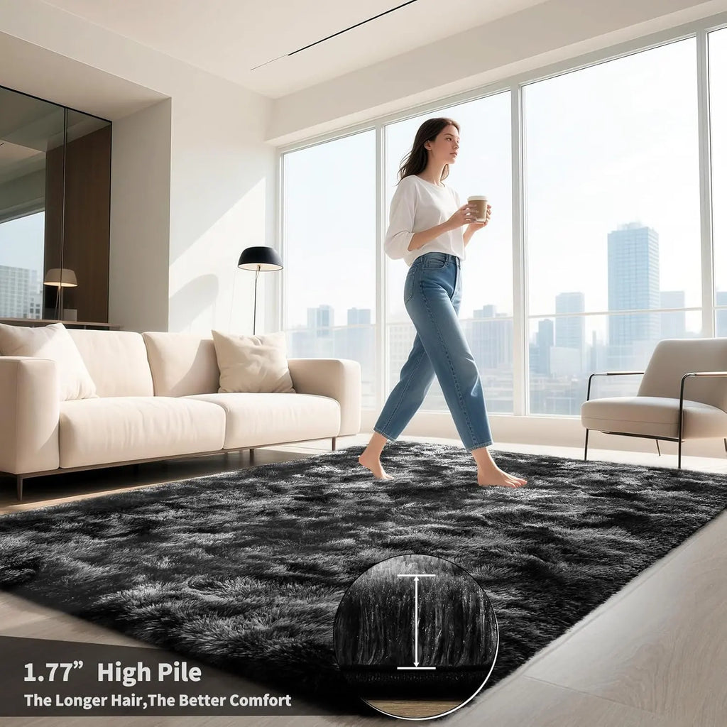 1pc Super Soft Thick Microfibre Fluffy Modern Rug - Decorative Area Rug with Watercolour Modern Design, Plush Indoor Accent for Bedroom, Holiday Christmas Decor, Housewarming Gift