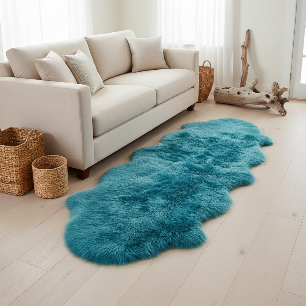 Genuine Sheepskin Rug & Chair Cover Ivory 2X3 Real Fur Throw for Bedroom