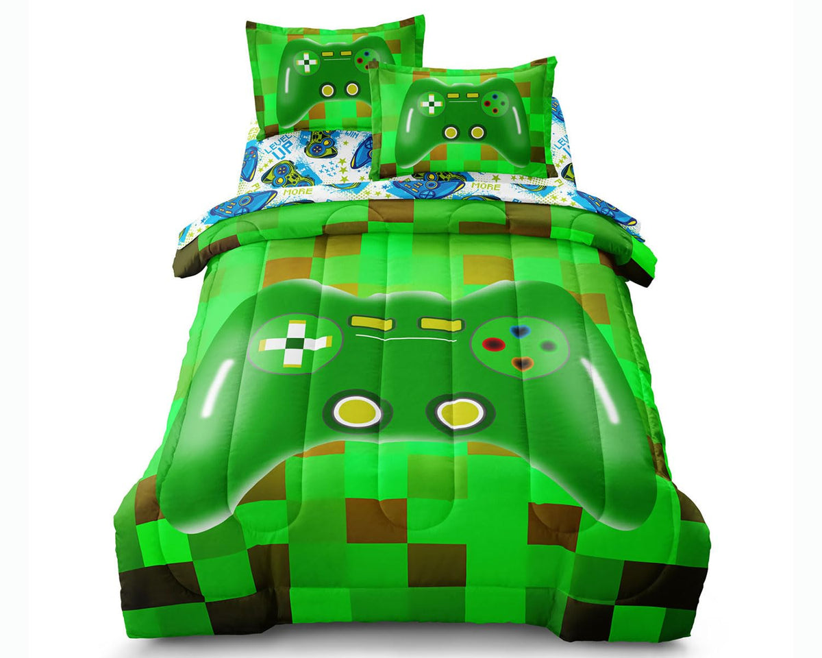 Kid Twin Quilts Comforter Set Dinosaur Bedding Set for Boys, Blue