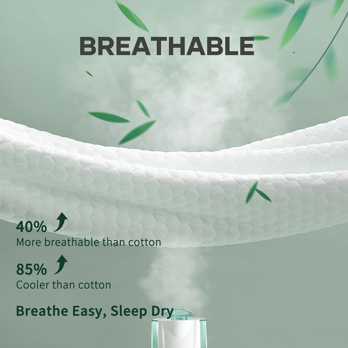 OhGeni Waterproof Mattress Protector,Twin Size Soft Bamboo Viscose Top Layer Pad,3D-Air Fabric Cooling Breathable Fitted Sheets, Washable Bed Cover for Kids Toddler Bedwetting Over 99 Count Hex Bumps