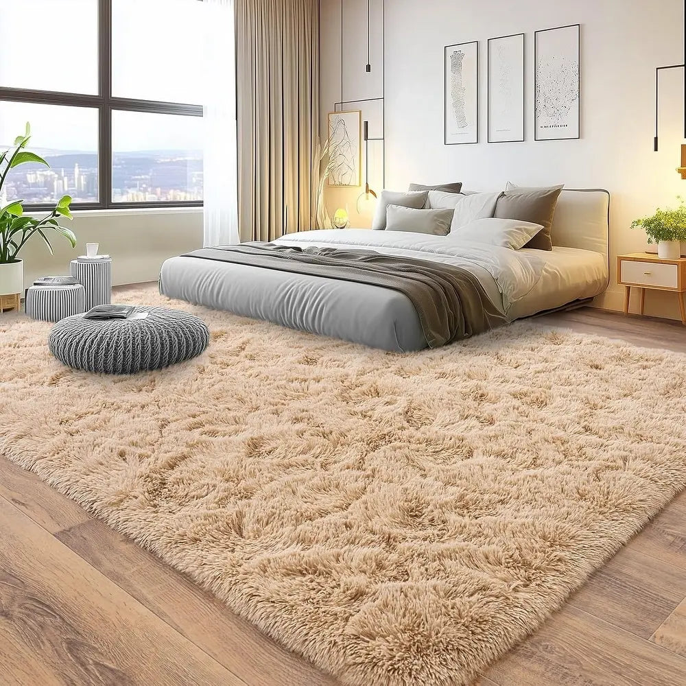 AILYEI Soft Shag Rugs For Bedroom, Burgundy Red Fluffy Shaggy Rugs For Living Room Nursery, Luxury Modern Plush Carpet Girls Boys Kids Room Dorm Indoor Home Decor, Upgrade Non-Slip