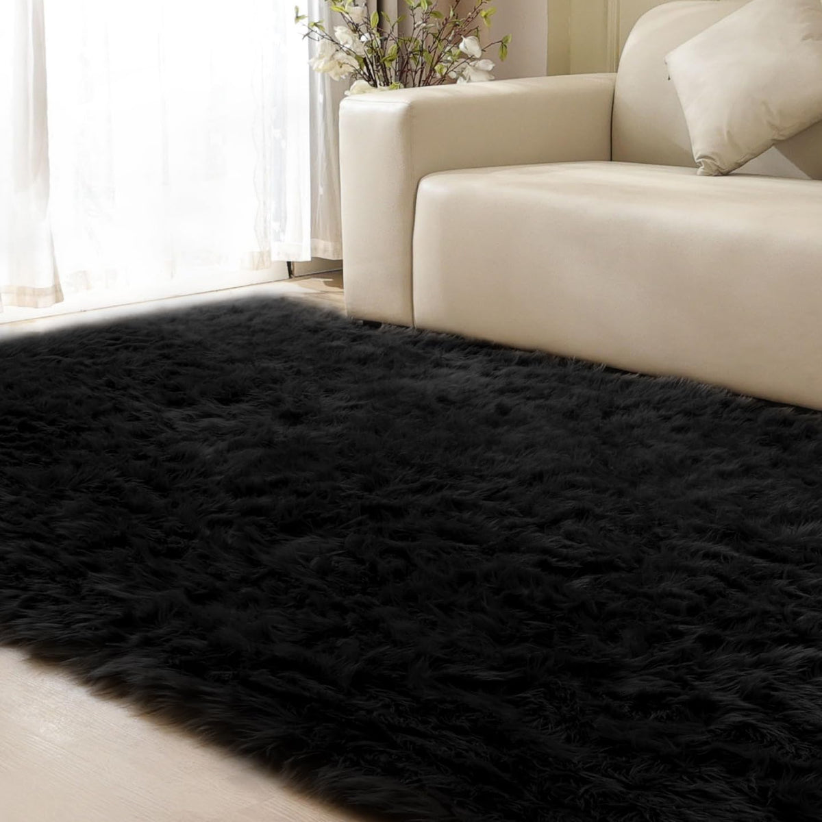 ORINOVA White Faux Sheepskin Fuzzy Fur Rugs for Bedroom Small Machine Washable Fluffy Area Rugs for Living Room 2x4 Shag Nursery Rug