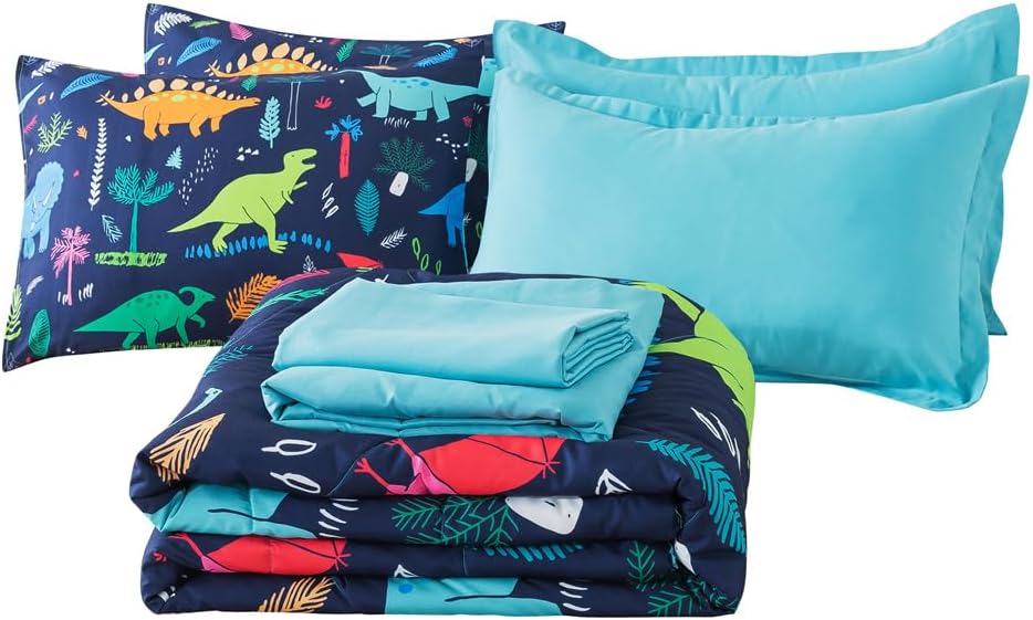 Dinosaur Bedding Set Twin for Boys 5 Pieces Wild Dino Comforter