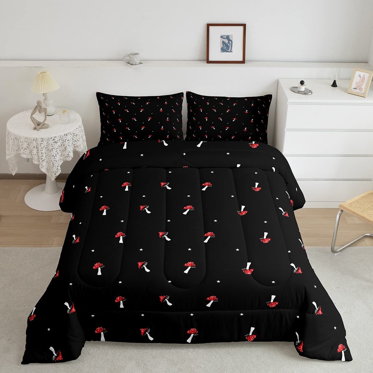 Erosebridal Girls Unicorn Comforter Set Twin Girls Bedding Set Cute Rainbow Unicorn Print Down Comforter Kids Cartoon Kawaii Duvet Insert Galaxy Stars Fantasy Room Decor Children Reversible Purple