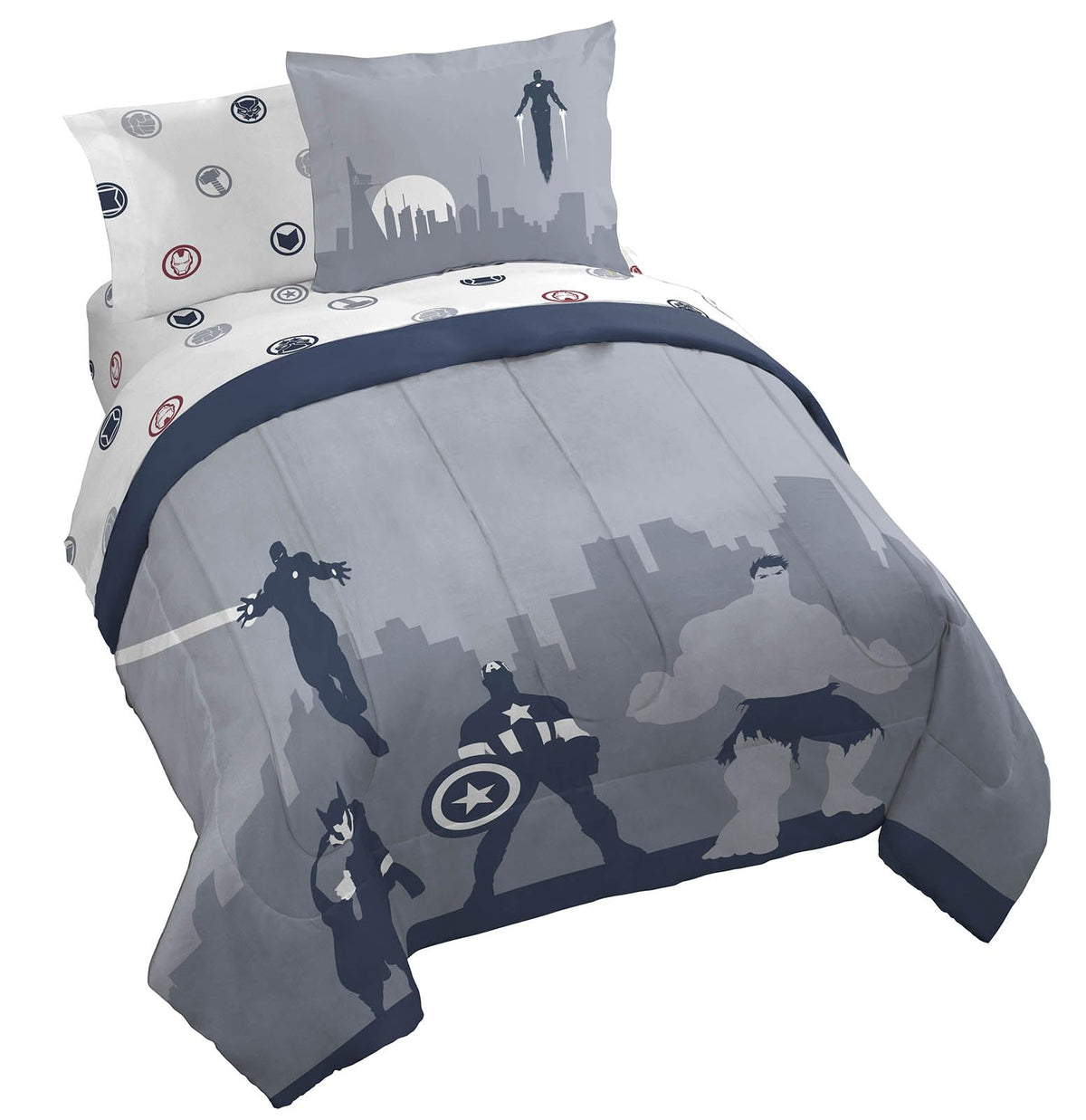 Jay Franco Kids Comforter Set Includes Sheets and Pillow Covers - Soft and Cozy Bed Set for Stylish Room Decor, Official Licensed Bedding, Black - Spiderman, 5 Piece Twin