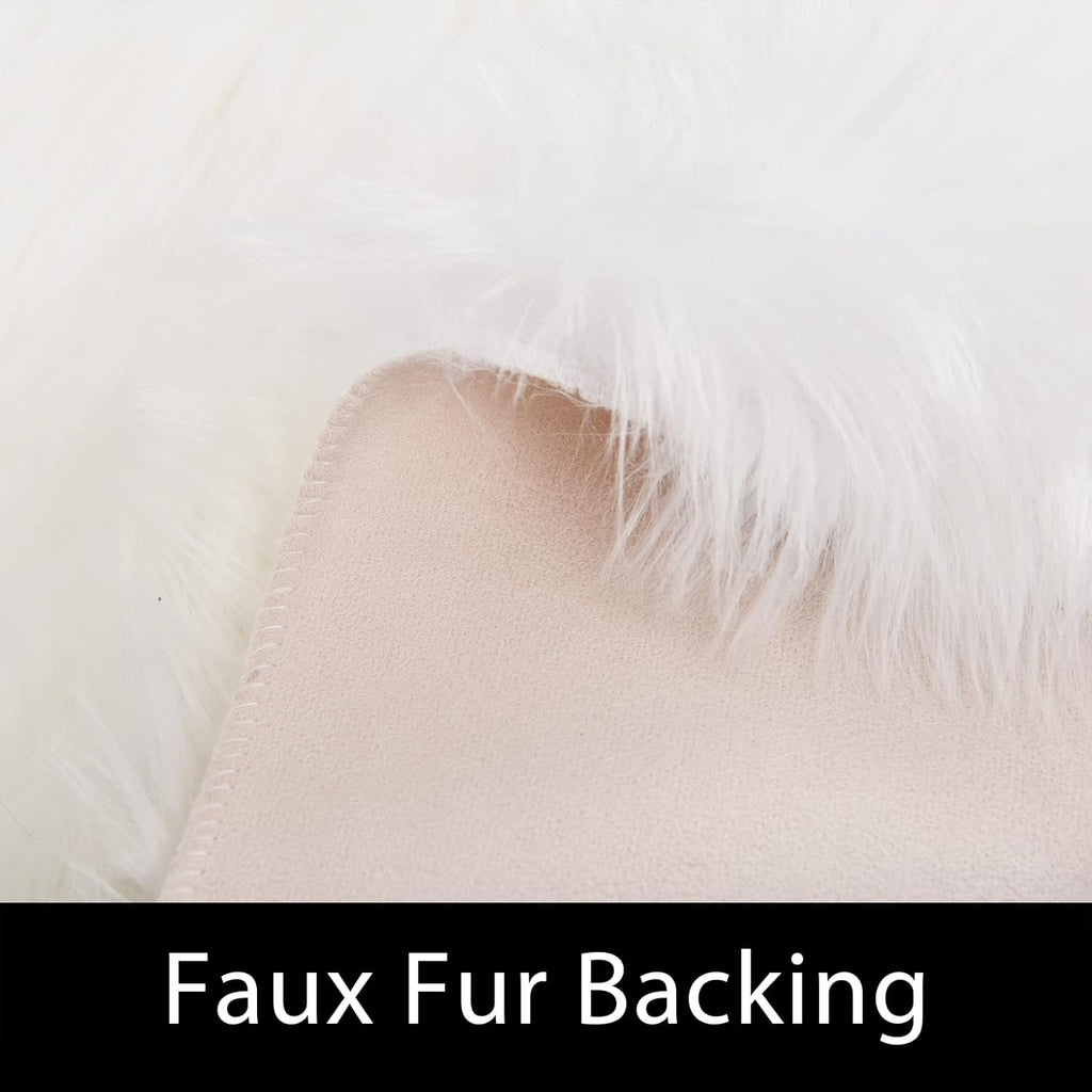 Latepis White Faux Fur Sheepskin Rug 4x6 for Living Room, Fuzzy Rugs Fluffy Washable Rug for Bedroom, Playroom, Luxury Room Decor, Rectangle