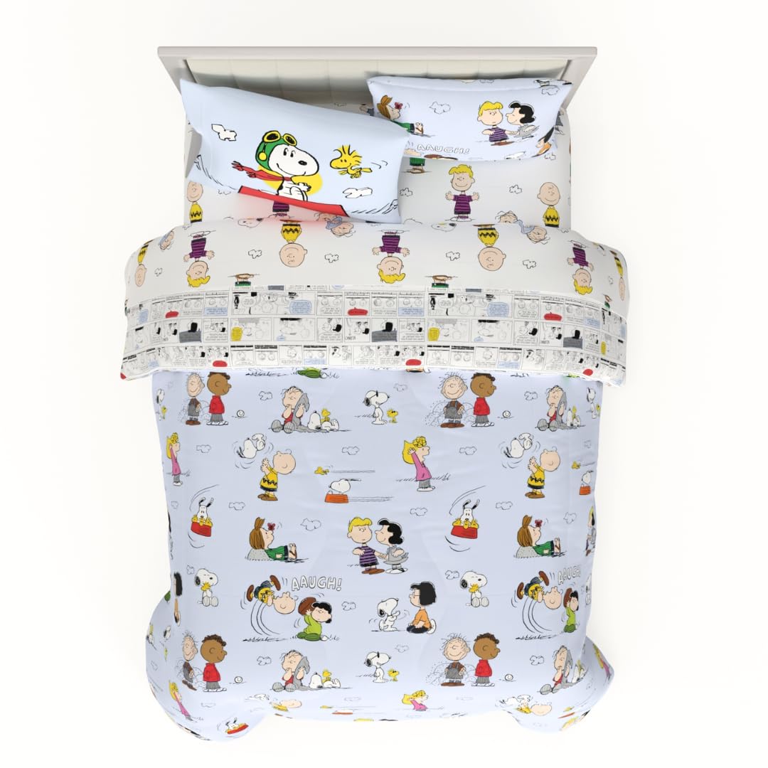 Peanuts® Snoopy Super Soft Reversible Comforter and Sheet Set, 4 Piece Twin Size, (Officially Licensed Product) by Franco Collectibles