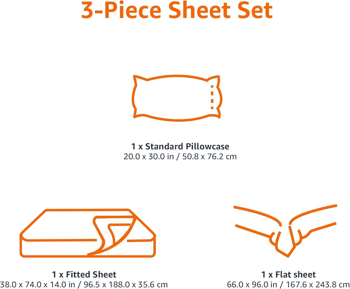 Amazon Basics Kid's Soft Easy-Wash Microfiber 3-Piece Sheet Set, Machine Washable, Twin, Navy Galaxy